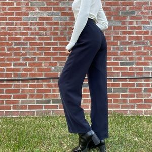 KASPER CLASSICS navy trouser high waisted dress pants